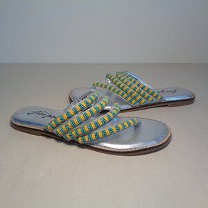 Free People Size 9 Eur 39 BEATRICE Platino Beaded Flat Sandals New Women's Shoes